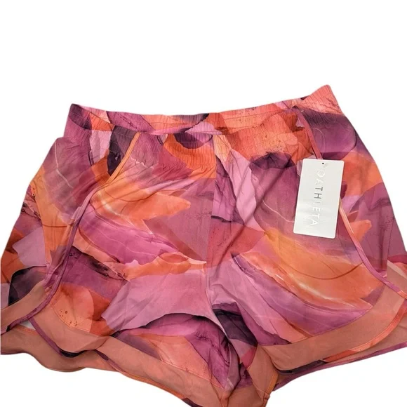 NWT Athleta printed mesh racer run shorts 4” in orange and pink size 1X - Picture 2 of 10